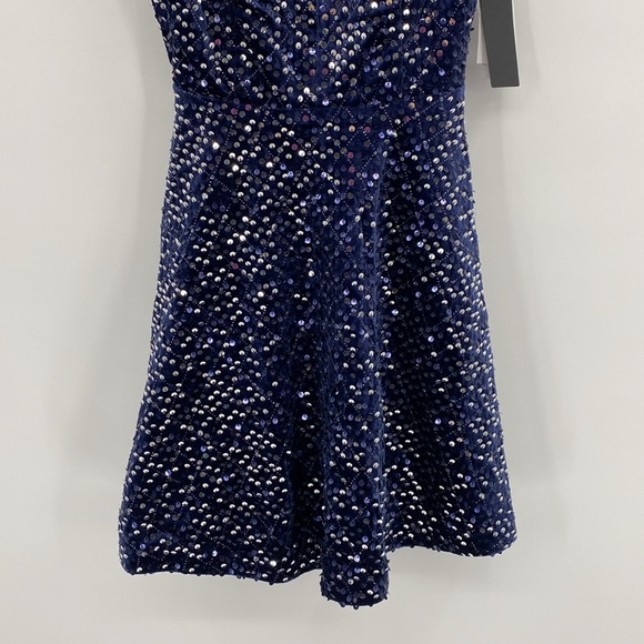 City Studio Womens Navy Velvet Sequined Cocktail and Party Dress Juniors NWT - Picture 5 of 12